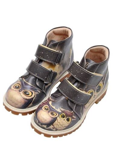 Детские Черные Повседневные Ботинки Vegan - Owls Family