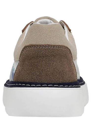Erkek Vegan Deri Bej Sneakers - Japanese Waves Tasarım - 5