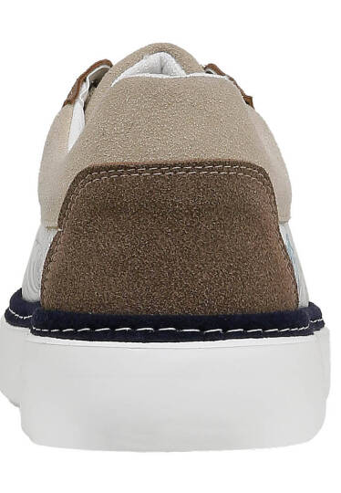 Erkek Vegan Deri Bej Sneakers - Japanese Waves Tasarım - 8