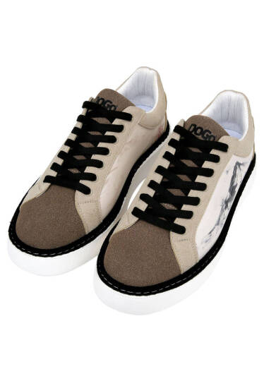 Erkek Vegan Deri Beyaz Sneakers - Japanese in Red Tasarım - 2