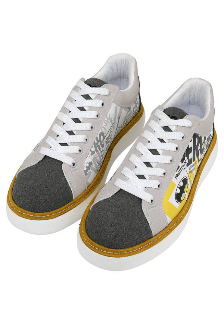 Erkek Vegan Deri Beyaz Sneakers - Warner Bros Batman Collage Tasarım - 2
