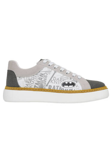 Erkek Vegan Deri Beyaz Sneakers - Warner Bros Batman Collage Tasarım - 7