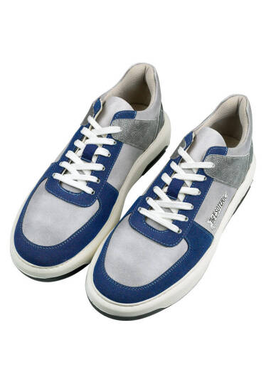 Erkek Vegan Deri Gri Sneakers - Esoteric Tasarım - 2