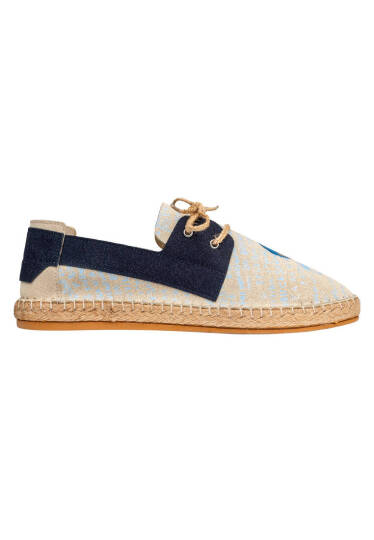 Erkek Vegan Mavi Bağcıklı Espadril - Patches Tasarım - 4