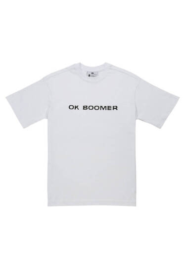 Футболка Унисекс из Веганских Материалов Белая - Ok Boomer