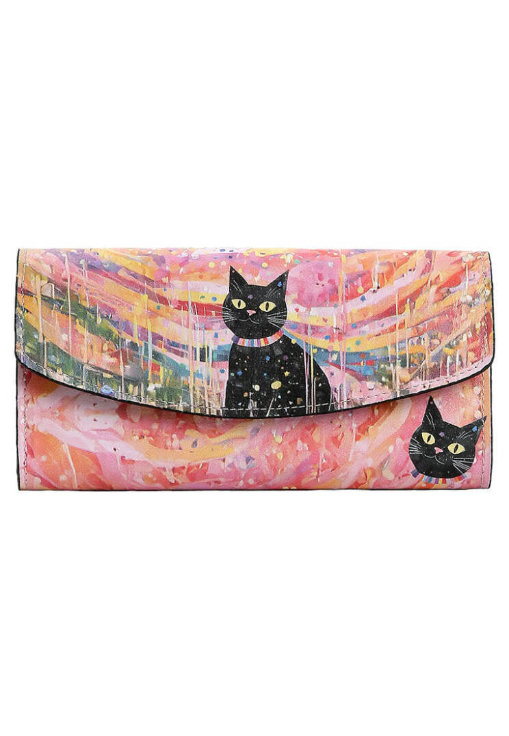 Kadın Pembe Cüzdan - Party Cat Tasarım - 1