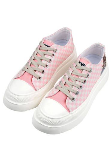 Kadın Vegan Beyaz Kalın Taban Sneakers - Big Steps Cat Tasarım - 3