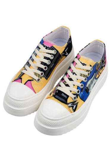 Kadın Vegan Beyaz Kalın Taban Sneakers - Rock On Tasarım - 3