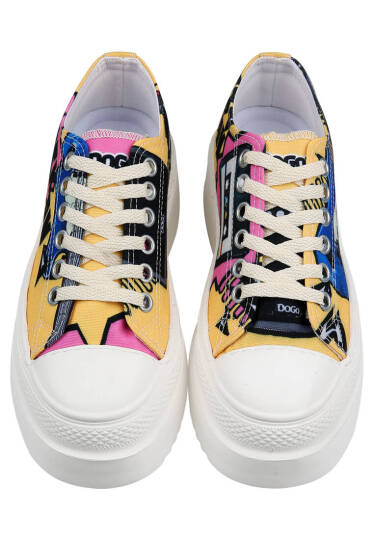 Kadın Vegan Beyaz Kalın Taban Sneakers - Rock On Tasarım - 4