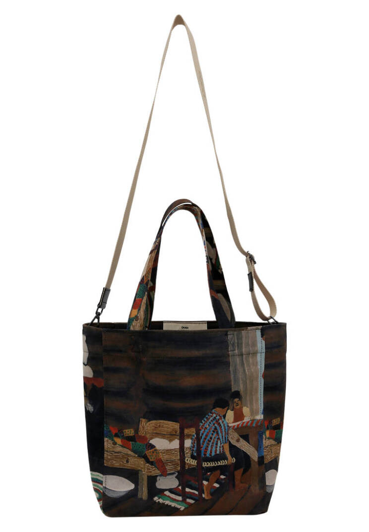 Kadın Vegan Çok Renkli Large Tote Bag - Family Time Tasarım - 4