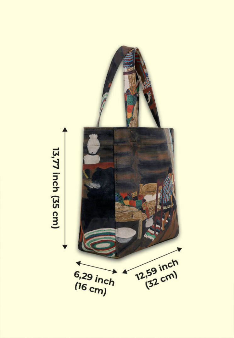 Kadın Vegan Çok Renkli Large Tote Bag - Family Time Tasarım - 9
