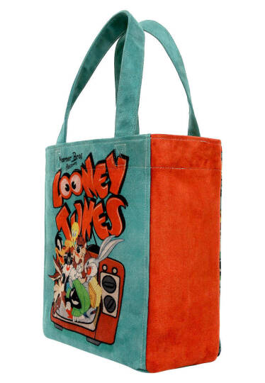 Kadın Vegan Çok Renkli Large Tote Bag - Warner Bros The Toon Parade Tasarım - 6