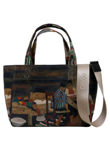 Kadın Vegan Çok Renkli Medium Tote Bag - Family Time Tasarım (1)