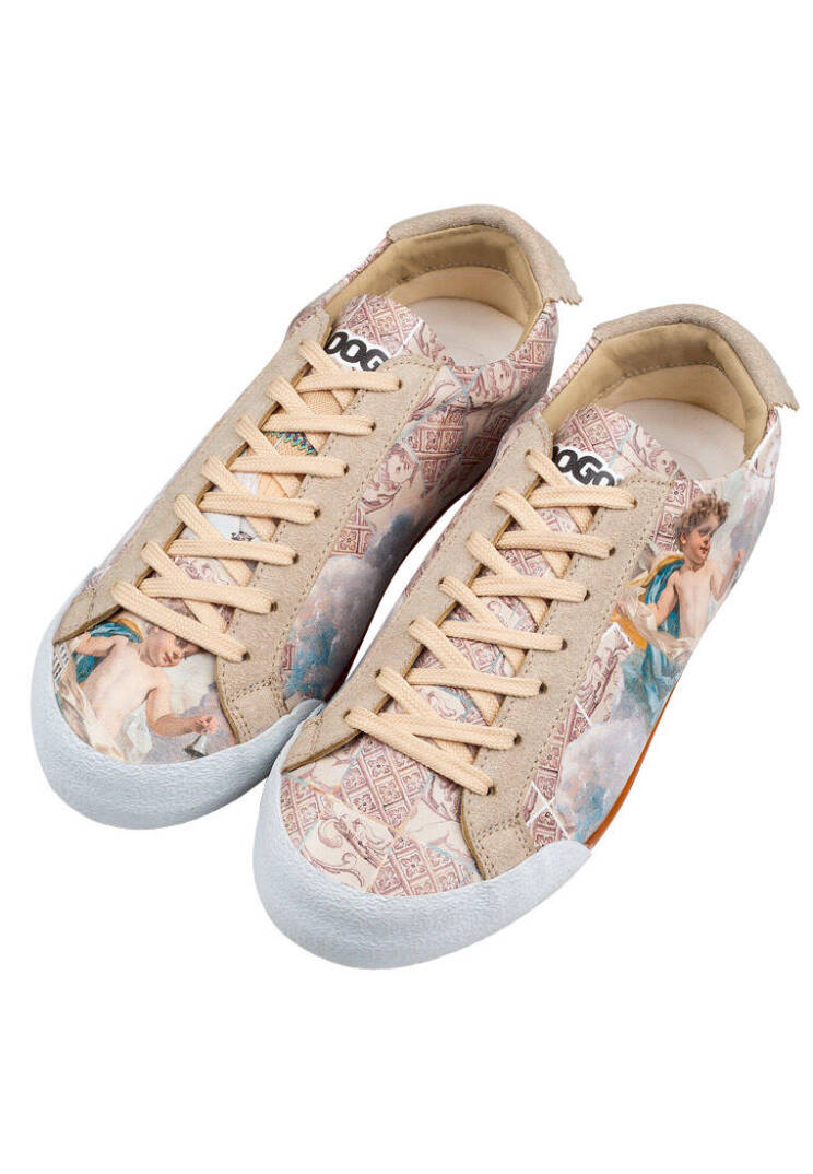 Kadın Vegan Deri Bej Sneakers - Angels Dream Tasarım - 3