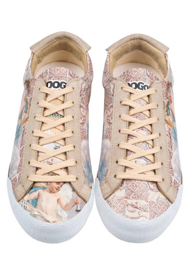 Kadın Vegan Deri Bej Sneakers - Angels Dream Tasarım - 4