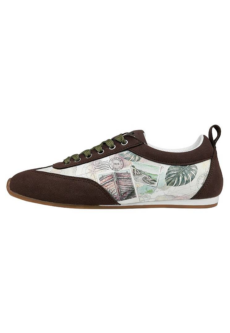 Kadın Vegan Deri Bej Sneakers - Ink and Pictures Tasarım - 1