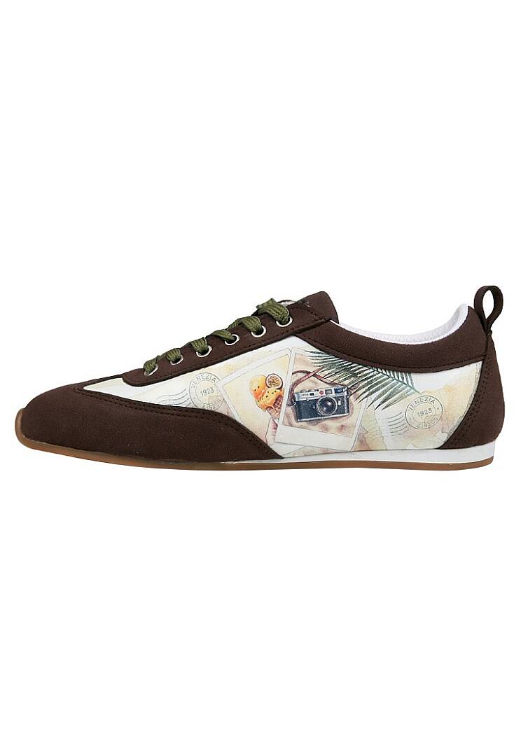 Kadın Vegan Deri Bej Sneakers - Ink and Pictures Tasarım - 6