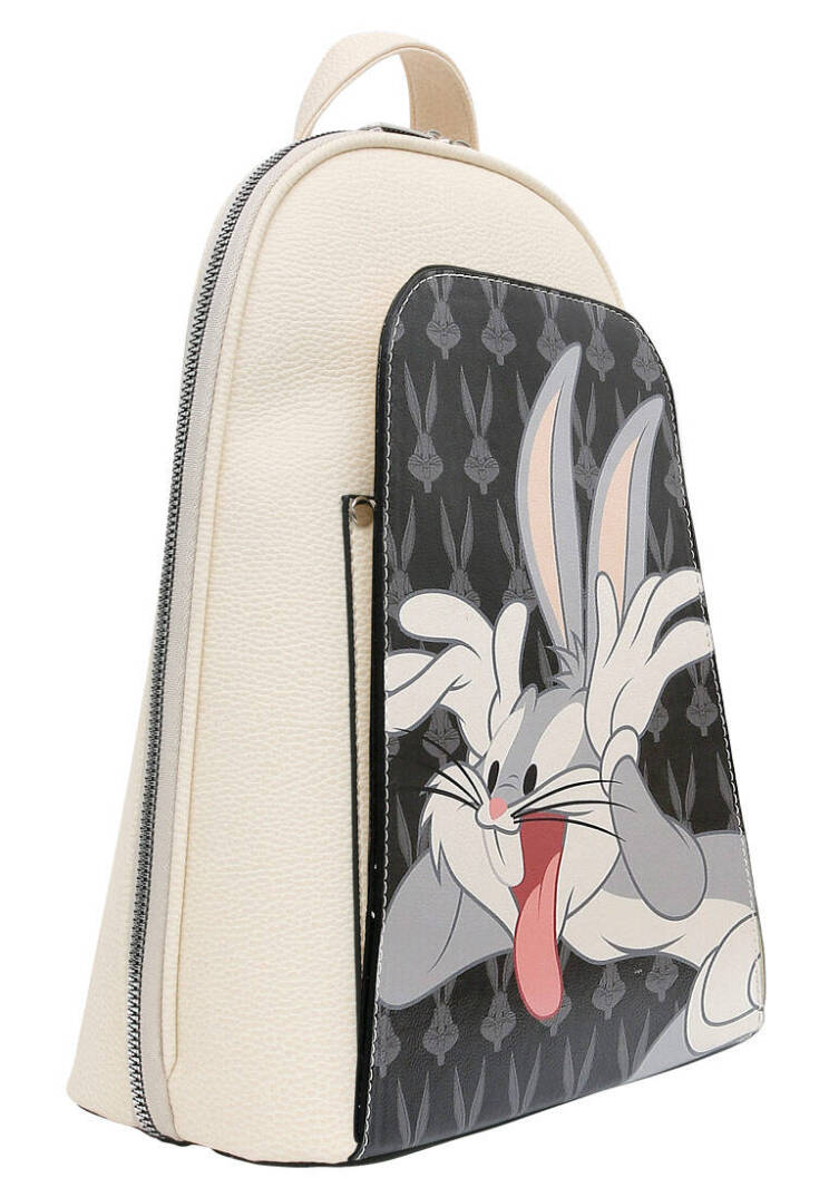 Kadın Vegan Deri Beyaz Sırt Çantası - Warner Bros Looney Tunes Playful Bugs Tasarım - 2
