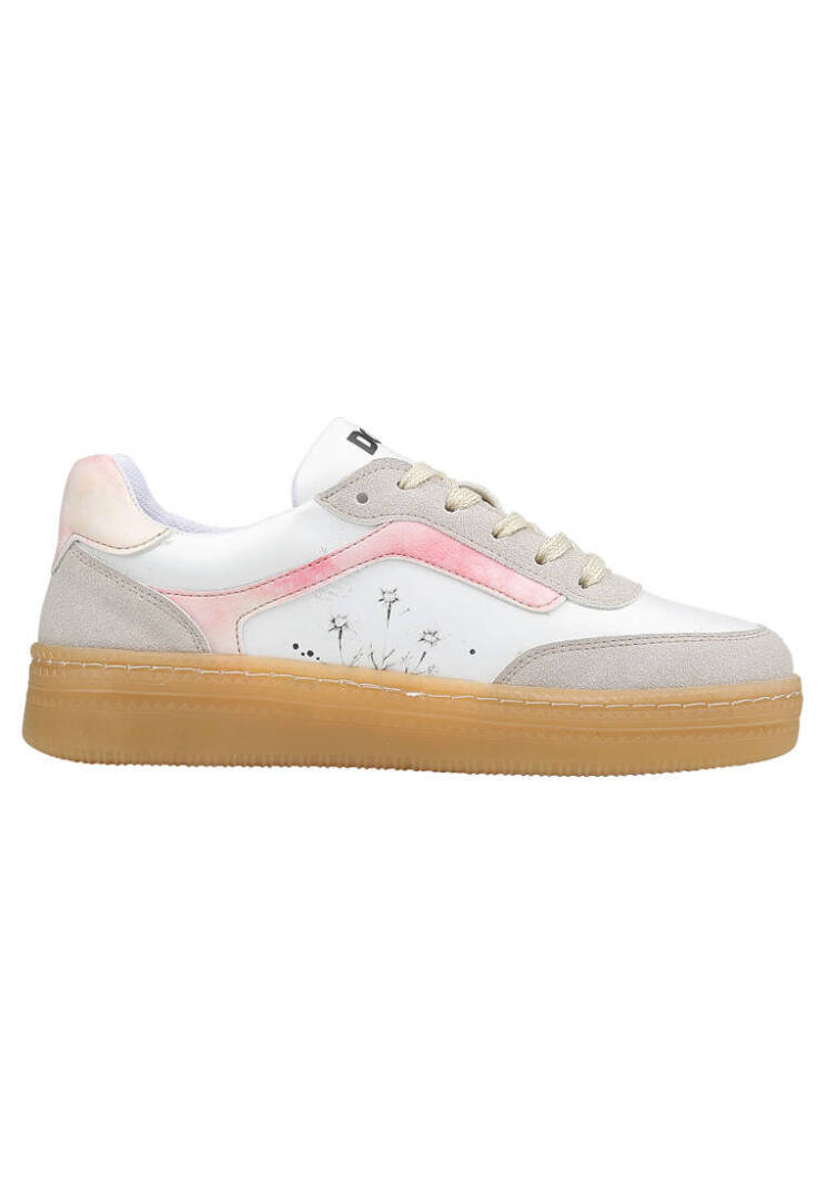 Kadın Vegan Deri Beyaz Sneakers - Botanical Notes Tasarım - 3