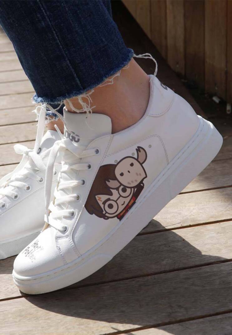 Kadın Vegan Deri Beyaz Sneakers - Friends Till Eternity Harry Potter Tasarım - 1