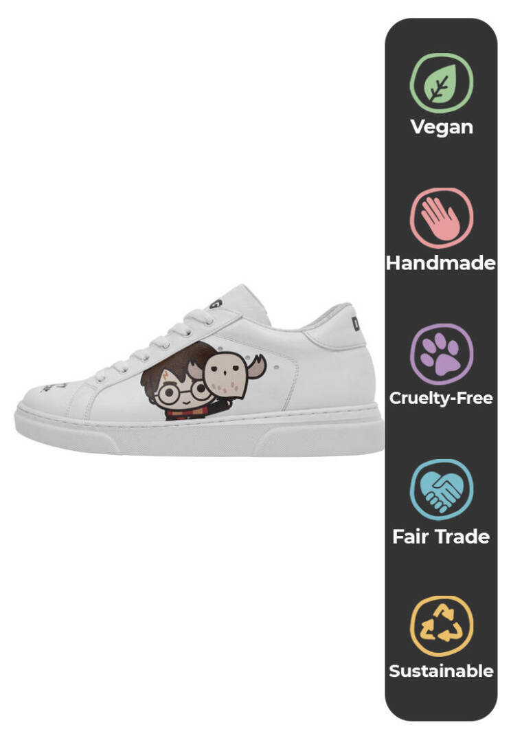 Kadın Vegan Deri Beyaz Sneakers - Friends Till Eternity Harry Potter Tasarım - 5