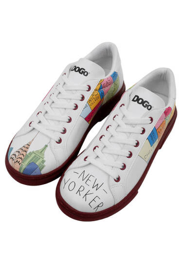 Kadın Vegan Deri Beyaz Sneakers - Manhattan Tasarım