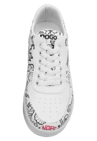 Kadın Vegan Deri Beyaz Sneakers - Never Say Never Tasarım - 7