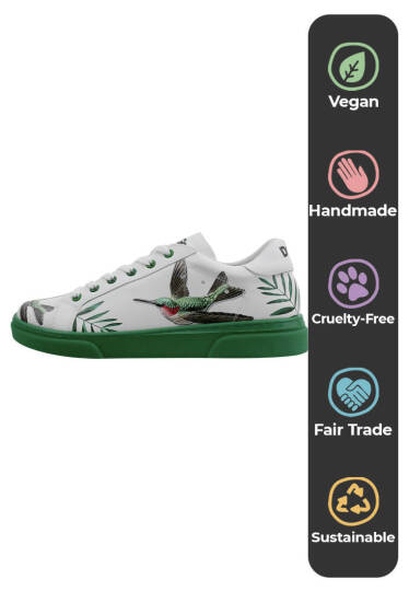 Kadın Vegan Deri Beyaz Sneakers - Soar the Sky Tasarım - 5