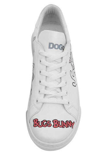 Kadın Vegan Deri Beyaz Sneakers - Whats Up Doc? Bugs Bunny Tasarım - 6
