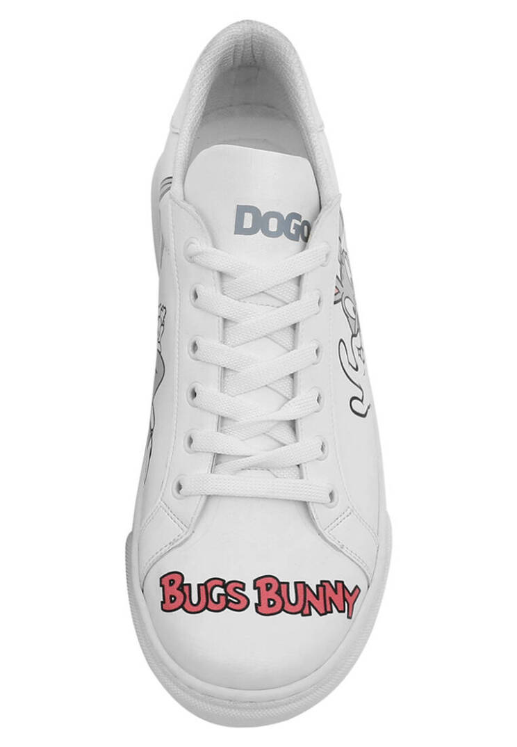 Kadın Vegan Deri Beyaz Sneakers - Whats Up Doc? Bugs Bunny Tasarım - 6