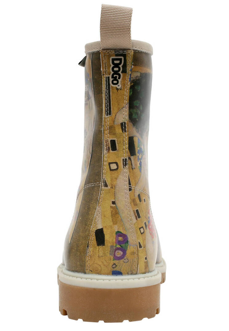 Kadın Vegan Deri Çok Renkli Uzun Bot - Gustav Klimt The Kiss Muse Tasarım - 7