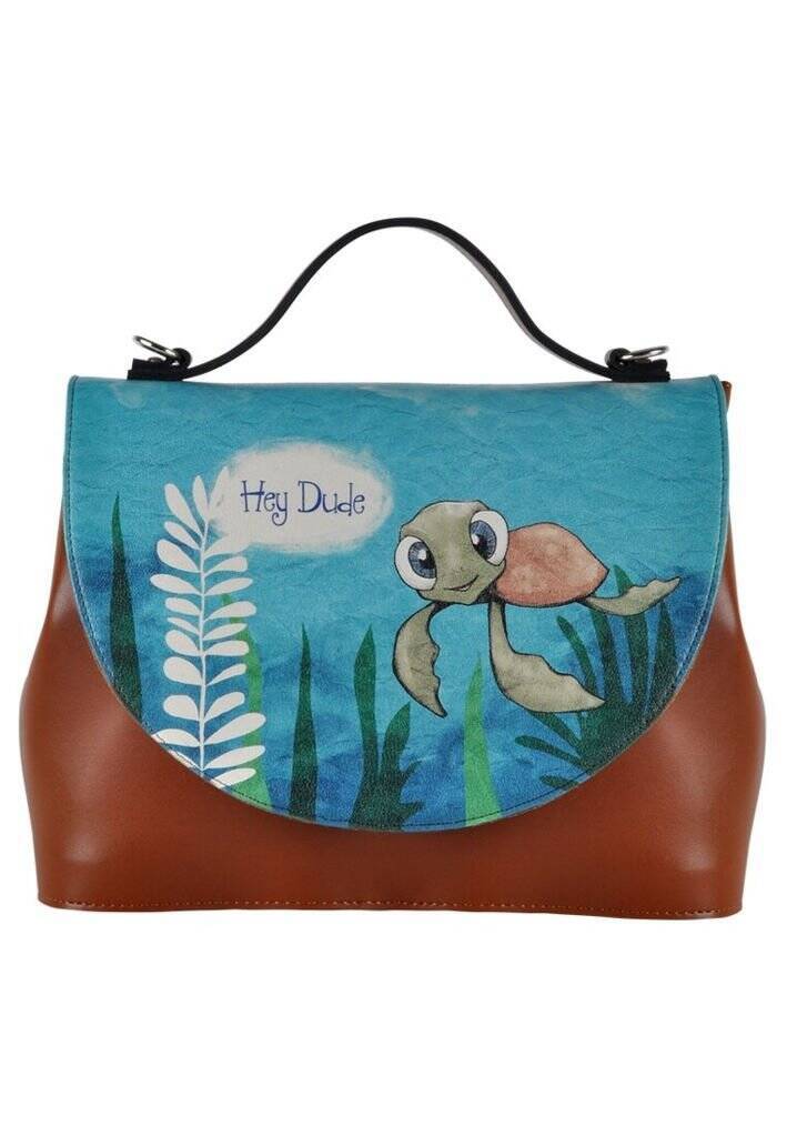 Kadın Vegan Deri Kahverengi El Çantası - Caretta-Hey Dude Tasarım - 1