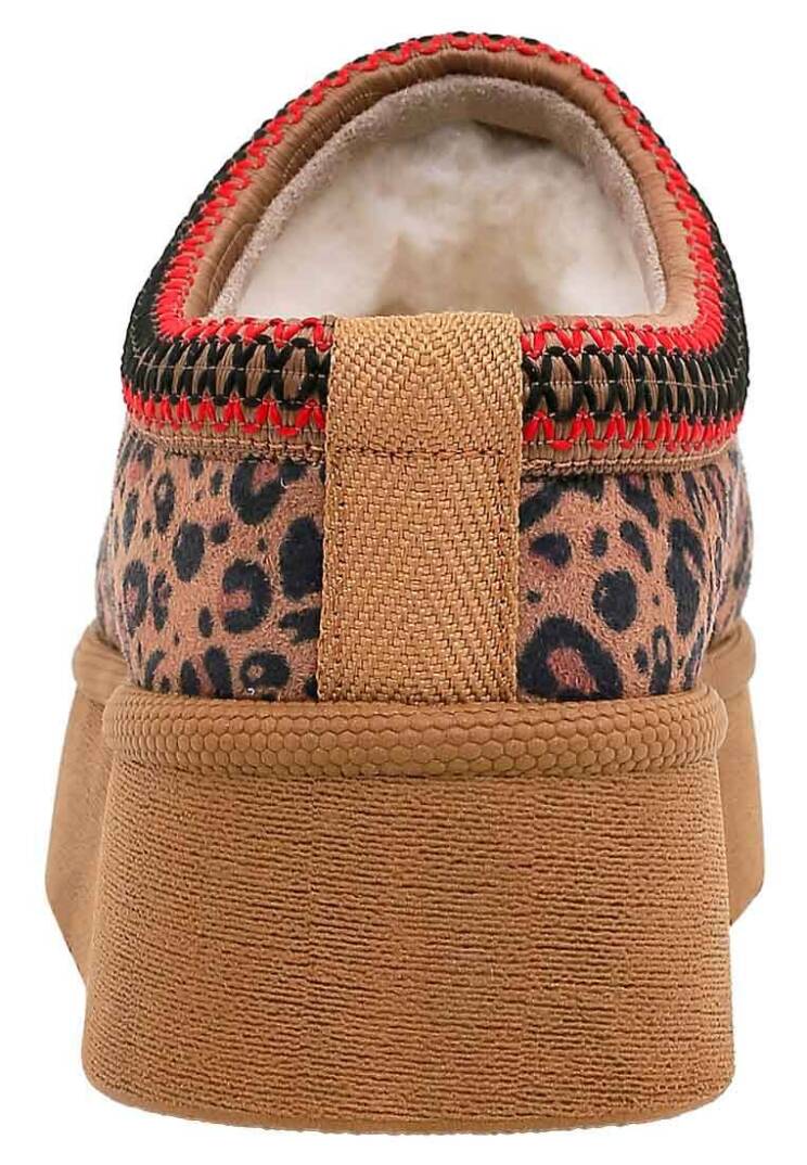 Kadın Vegan Deri Kahverengi İçi Peluş Terlik - Looney Tunes Leopard Looney Tasarım - 5