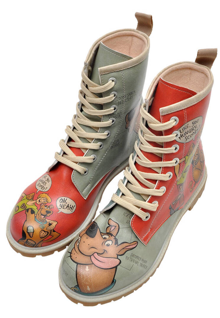Kadın Vegan Deri Kırmızı Uzun Bot - Warner Bros Hungry Doo Scooby Doo Tasarım - 2