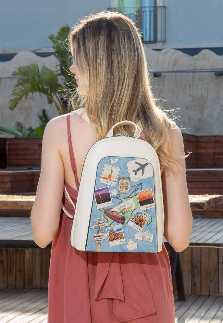 Kadın Vegan Deri Krem Sırt Çantası - Dare to Explore Tasarım - 8