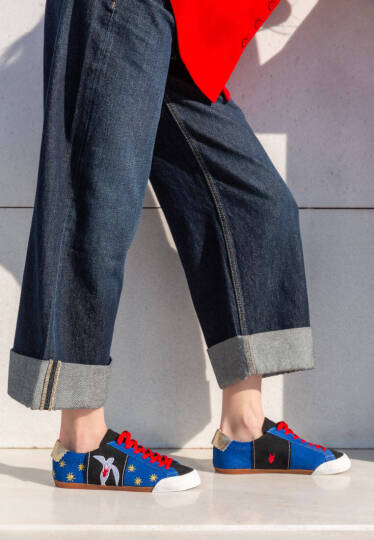 Kadın Vegan Deri Mavi Sneakers - Matisse Tasarım