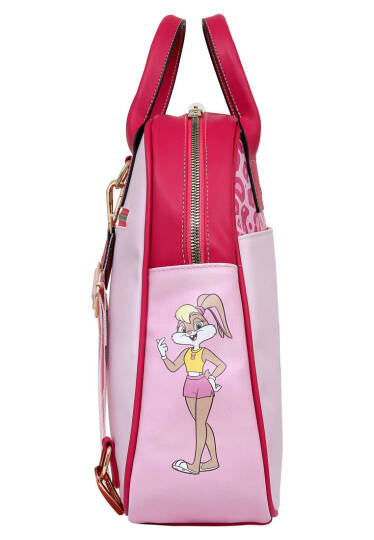 Kadın Vegan Deri Pembe Sırt Çantası - Warner Bros Looney Tunes Pink Leopard Lola Bunny Tasarım - 2