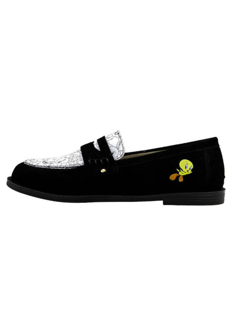 Kadın Vegan Deri Siyah Loafer - Warner Bros Looney Tunes Tweety Tasarım - 2
