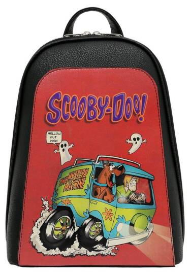 Kadın Vegan Deri Siyah Sırt Çantası - Warner Bros Scooby Doo Ghost Chase Tasarım