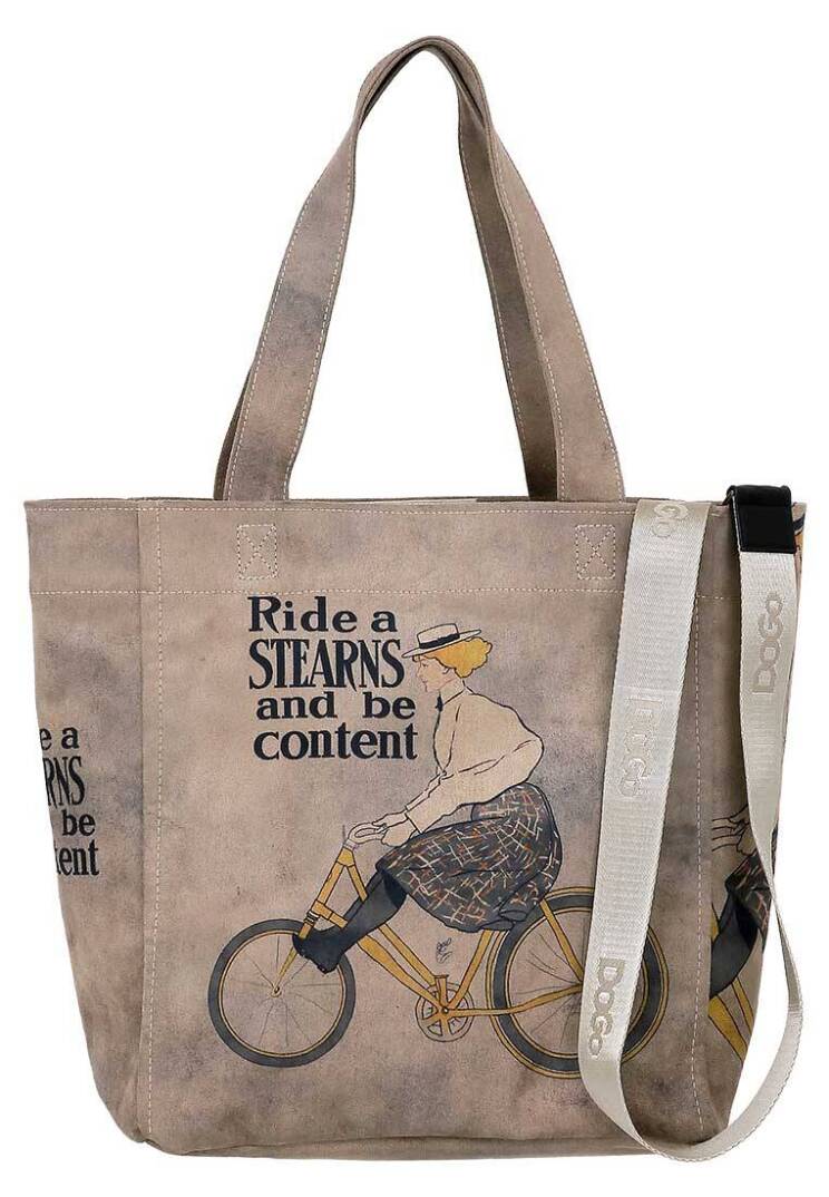 Kadın Vegan Gri Large Tote Bag - Rider Woman Tasarım - 1