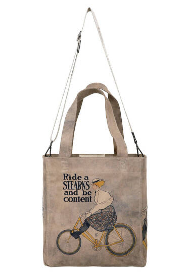Kadın Vegan Gri Large Tote Bag - Rider Woman Tasarım - 5