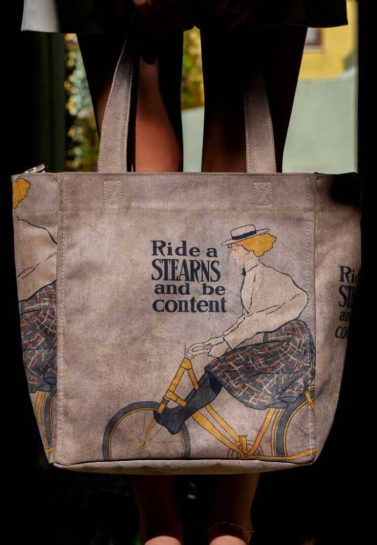 Kadın Vegan Gri Large Tote Bag - Rider Woman Tasarım - 6