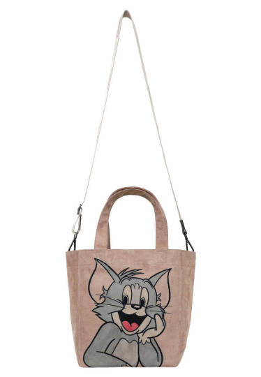 Kadın Vegan Krem Large Tote Bag - Warner Bros Smiles and Whiskers Tasarım - 3