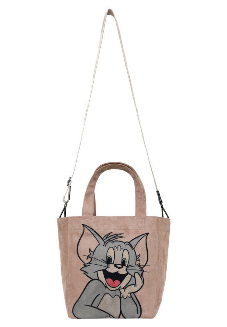 Kadın Vegan Krem Large Tote Bag - Warner Bros Smiles and Whiskers Tasarım - 3