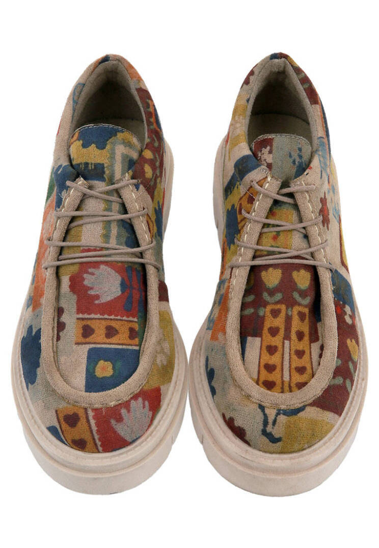 Kadın Vegan Krem Loafer - Anatolian Patterns Tasarım - 2