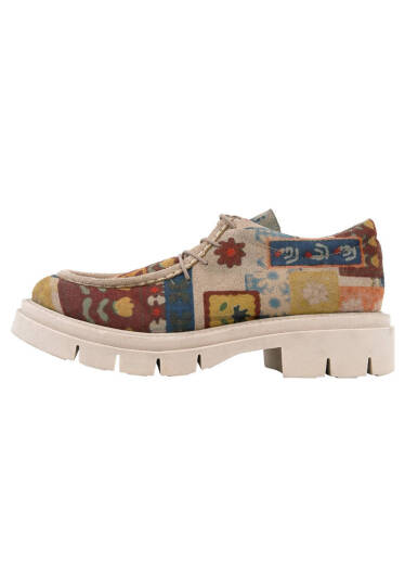 Kadın Vegan Krem Loafer - Anatolian Patterns Tasarım - 3