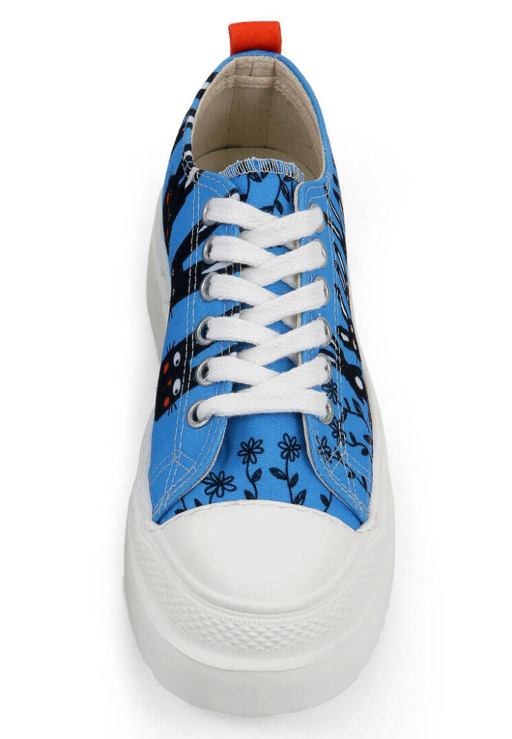 Kadın Vegan Mavi Kalın Taban Sneakers - Line of Rabbits Tasarım - 5