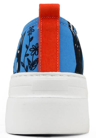 Kadın Vegan Mavi Kalın Taban Sneakers - Line of Rabbits Tasarım - 6