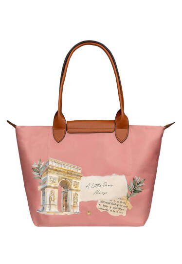 Kadın Vegan Pembe Large El Çantası - A Little Paris Always Tasarım - 4