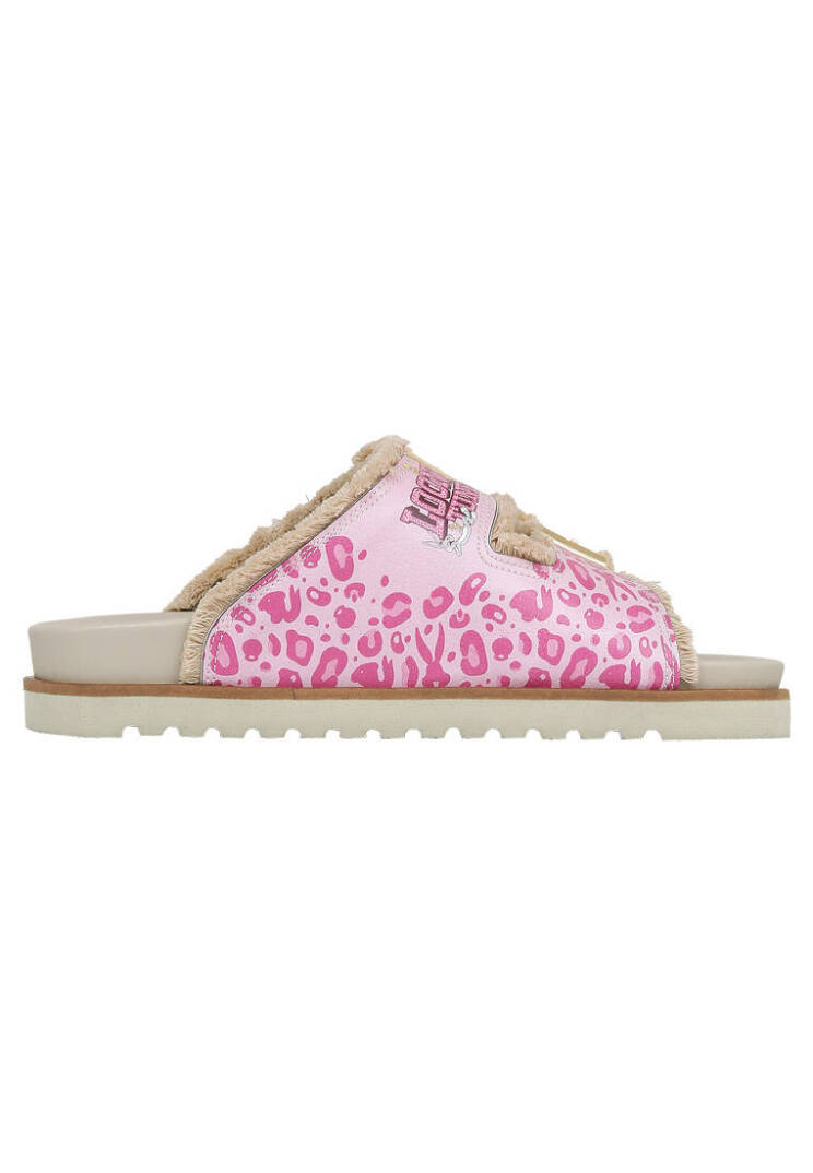 Kadın Vegan Pembe Leopar Terlik - Warner Bros Looney Tunes Bugs Bunny Pink Leopard Bunny Tasarım - 3